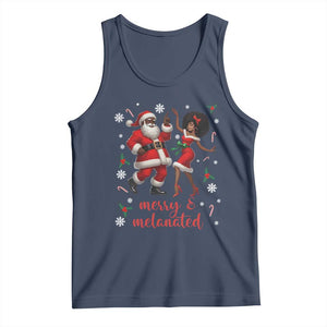 African American Christmas Tank Top Funny Dancing Black Santa And Mrs Claus Merry And Melanated TS12 Navy Print Your Wear