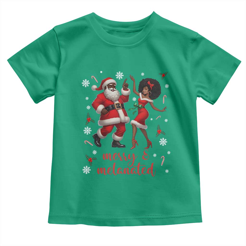 African American Christmas Toddler T Shirt Funny Dancing Black Santa And Mrs Claus Merry And Melanated TS12 Irish Green Print Your Wear