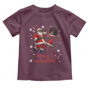 African American Christmas Toddler T Shirt Funny Dancing Black Santa And Mrs Claus Merry And Melanated TS12 Maroon Print Your Wear
