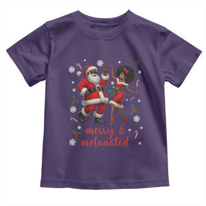 African American Christmas Toddler T Shirt Funny Dancing Black Santa And Mrs Claus Merry And Melanated TS12 Purple Print Your Wear