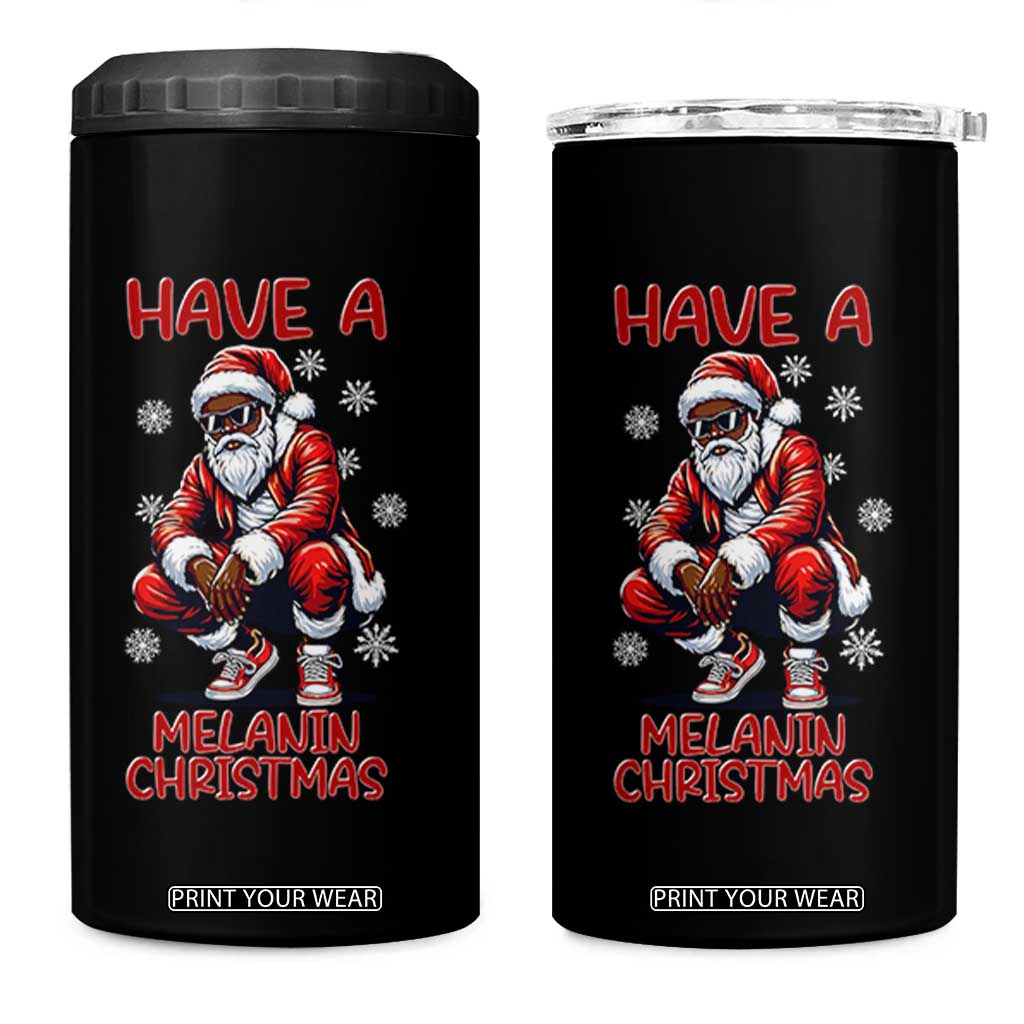 Have A Melanin Christmas 4 in 1 Can Cooler Tumbler Black Pride Xmas Gift TS12 One Size: 16 oz Black Print Your Wear