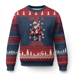 Have A Melanin Xmas Ugly Christmas Sweater Black Pride Xmas Gift TS12 Navy Red Print Your Wear
