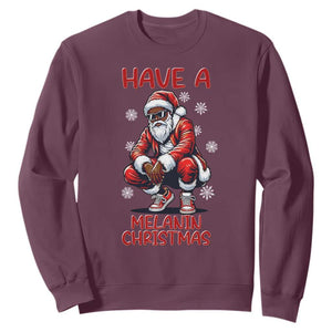 Have A Melanin Christmas Sweatshirt Black Pride Xmas Gift TS12 Maroon Print Your Wear