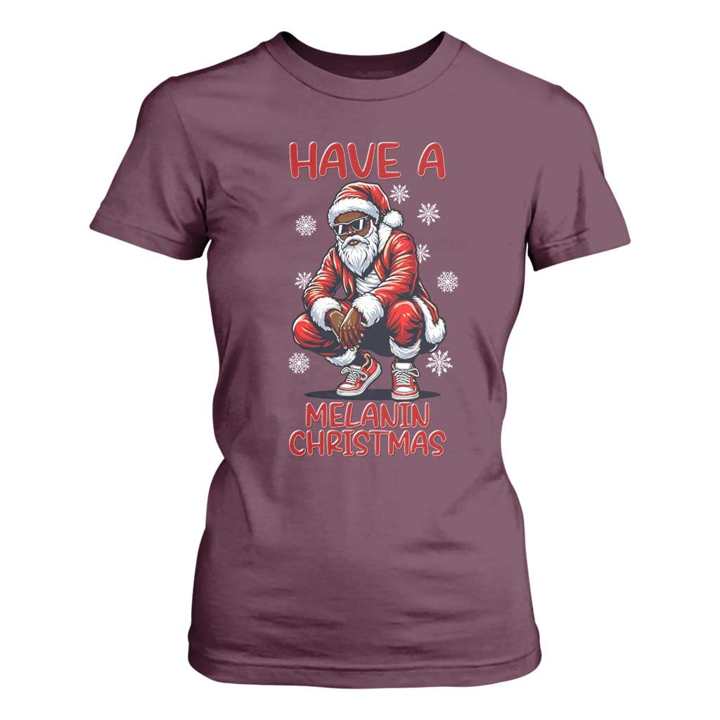 Have A Melanin Christmas T Shirt For Women Black Pride Xmas Gift TS12 Maroon Print Your Wear