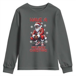 Have A Melanin Christmas Youth Sweatshirt Black Pride Xmas Gift TS12 Dark Heather Print Your Wear