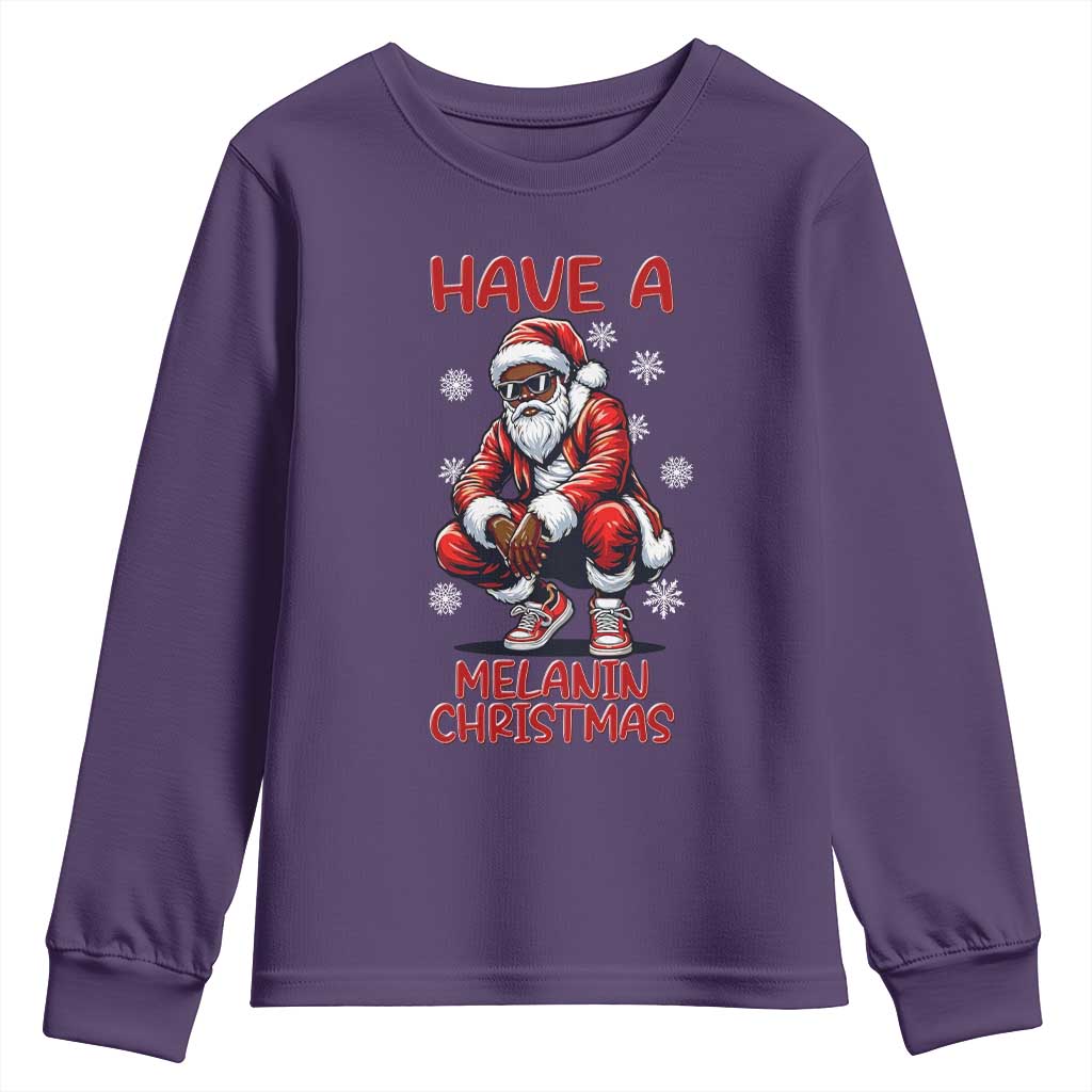 Have A Melanin Christmas Youth Sweatshirt Black Pride Xmas Gift TS12 Purple Print Your Wear