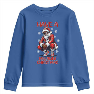 Have A Melanin Christmas Youth Sweatshirt Black Pride Xmas Gift TS12 Royal Blue Print Your Wear