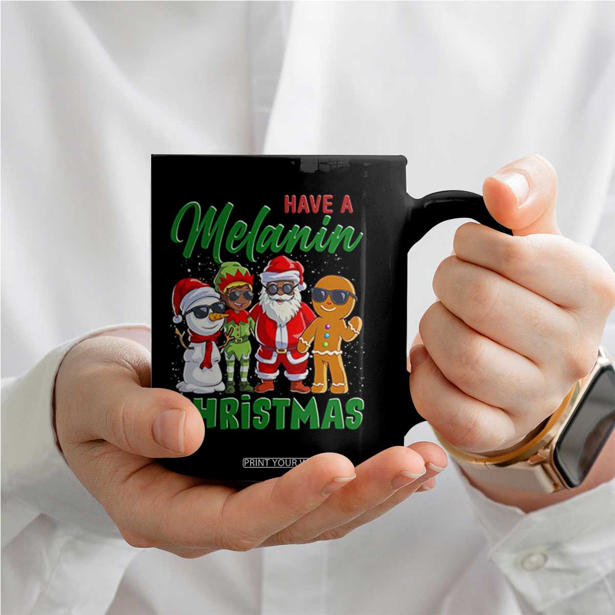 Have A Melanin Christmas Coffee Mug Black Family African American Xmas Gift TS12 Print Your Wear