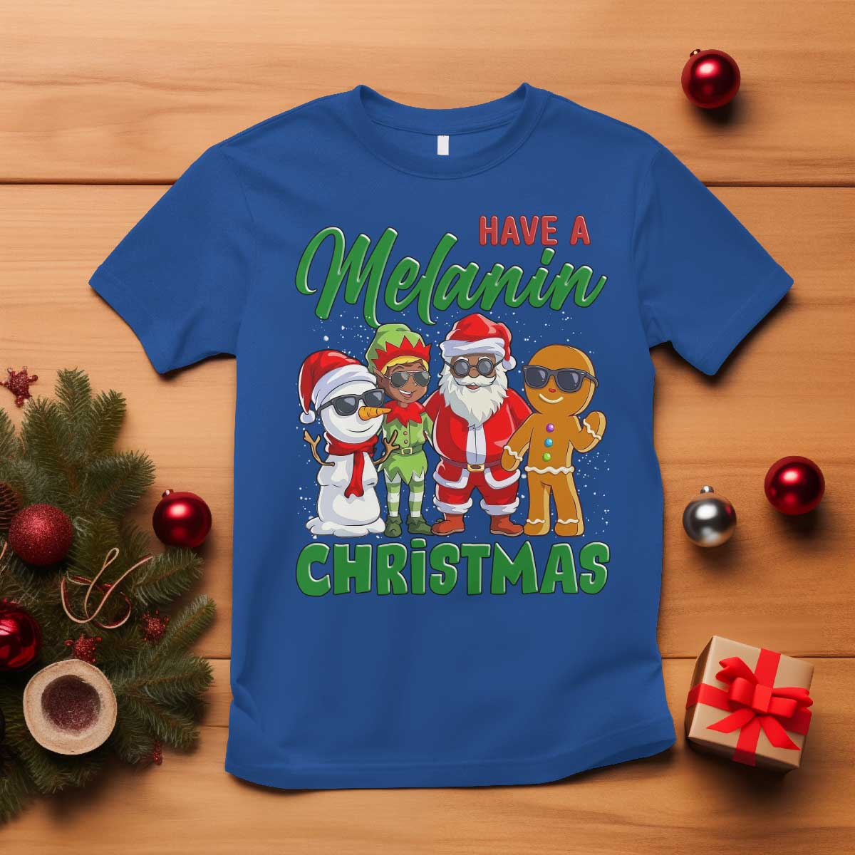 Have A Melanin Christmas T Shirt Black Family African American Xmas Gift TS12 Royal Blue Print Your Wear