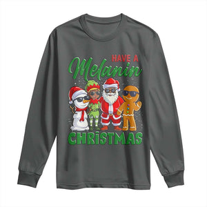 Have A Melanin Christmas Long Sleeve Shirt Black Family African American Xmas Gift TS12 Dark Heather Print Your Wear