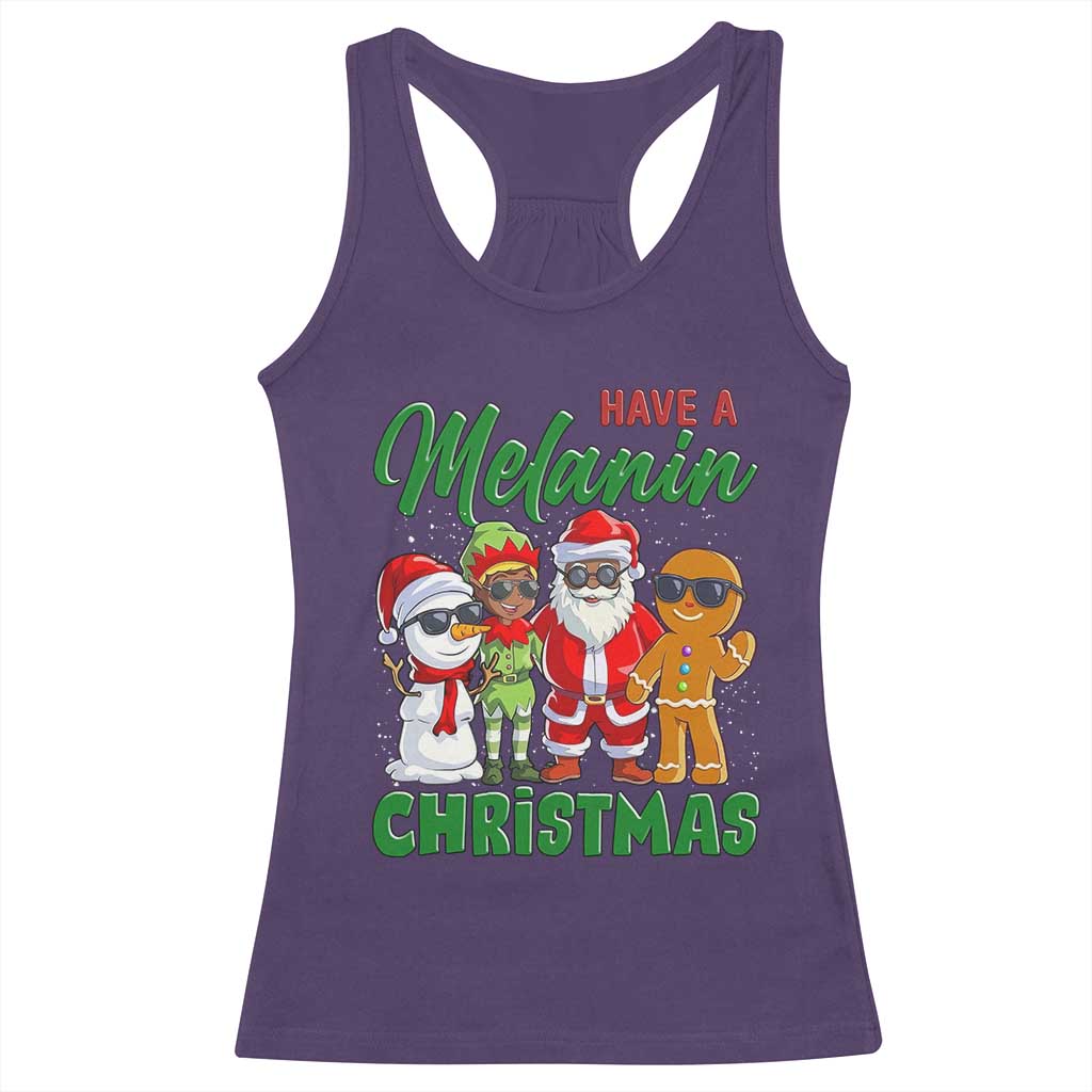 Have A Melanin Christmas Racerback Tank Top Black Family African American Xmas Gift TS12 Purple Print Your Wear