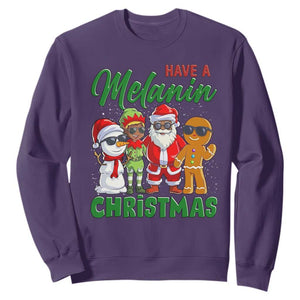 Have A Melanin Christmas Sweatshirt Black Family African American Xmas Gift TS12 Purple Print Your Wear