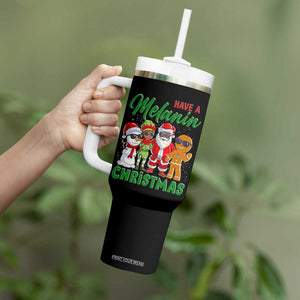 Have A Melanin Christmas Tumbler With Handle Black Family African American Xmas Gift TS12 Print Your Wear