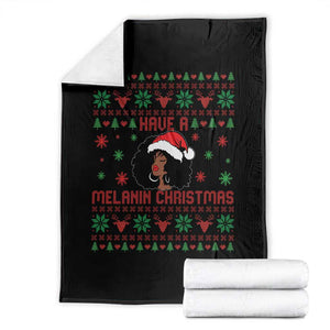 Have A Melanin Christmas Throw Blanket Cute Black Santa Girl Ugly Xmas TS12 Black Print Your Wear