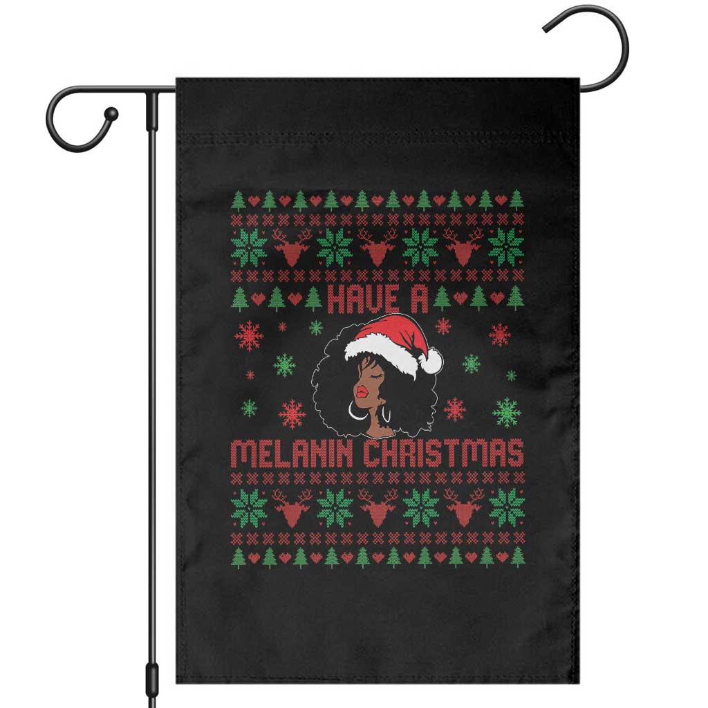 Have A Melanin Christmas Garden Flag Cute Black Santa Girl Ugly Xmas TS12 Black Print Your Wear