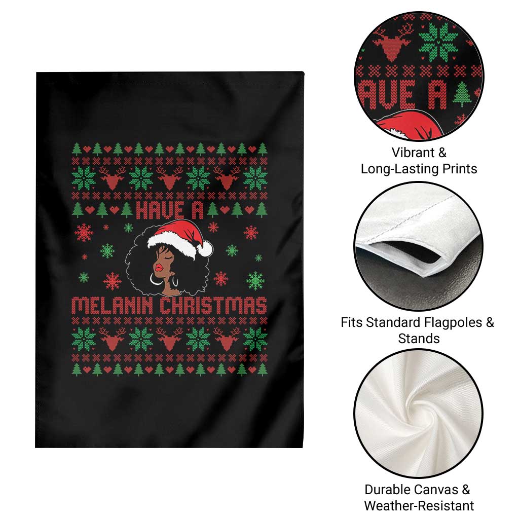 Have A Melanin Christmas Garden Flag Cute Black Santa Girl Ugly Xmas TS12 Print Your Wear