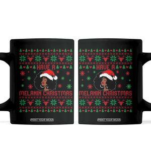Have A Melanin Christmas Coffee Mug Cute Black Santa Girl Ugly Xmas TS12 Black Print Your Wear