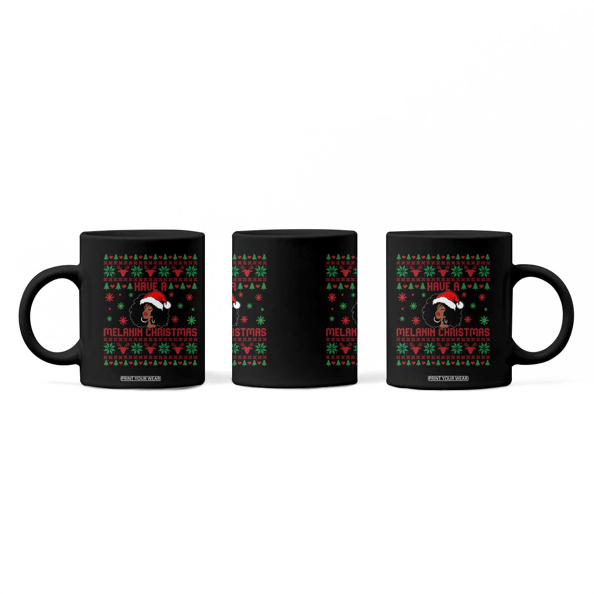Have A Melanin Christmas Coffee Mug Cute Black Santa Girl Ugly Xmas TS12 Print Your Wear