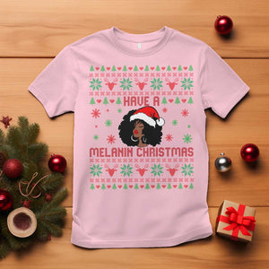 Have A Melanin Christmas T Shirt Cute Black Santa Girl Ugly Xmas TS12 Light Pink Print Your Wear