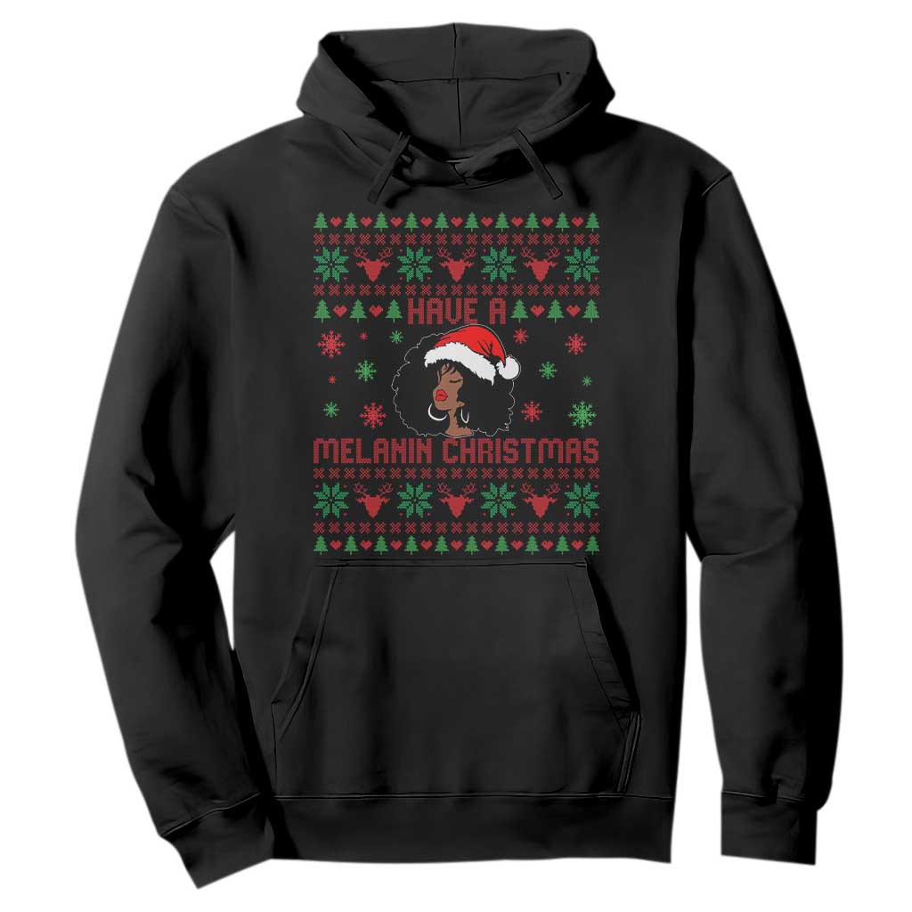 Have A Melanin Christmas Hoodie Cute Black Santa Girl Ugly Xmas TS12 Black Print Your Wear