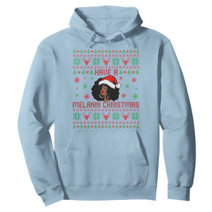 Have A Melanin Christmas Hoodie Cute Black Santa Girl Ugly Xmas TS12 Light Blue Print Your Wear