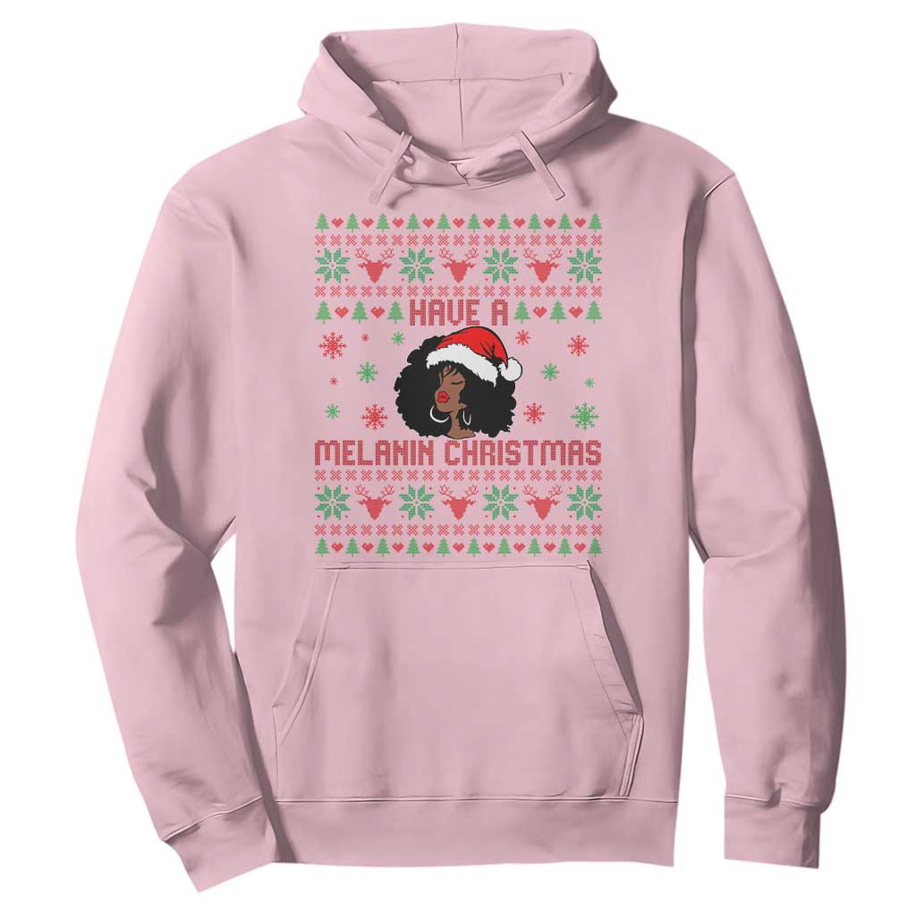 Have A Melanin Christmas Hoodie Cute Black Santa Girl Ugly Xmas TS12 Light Pink Print Your Wear