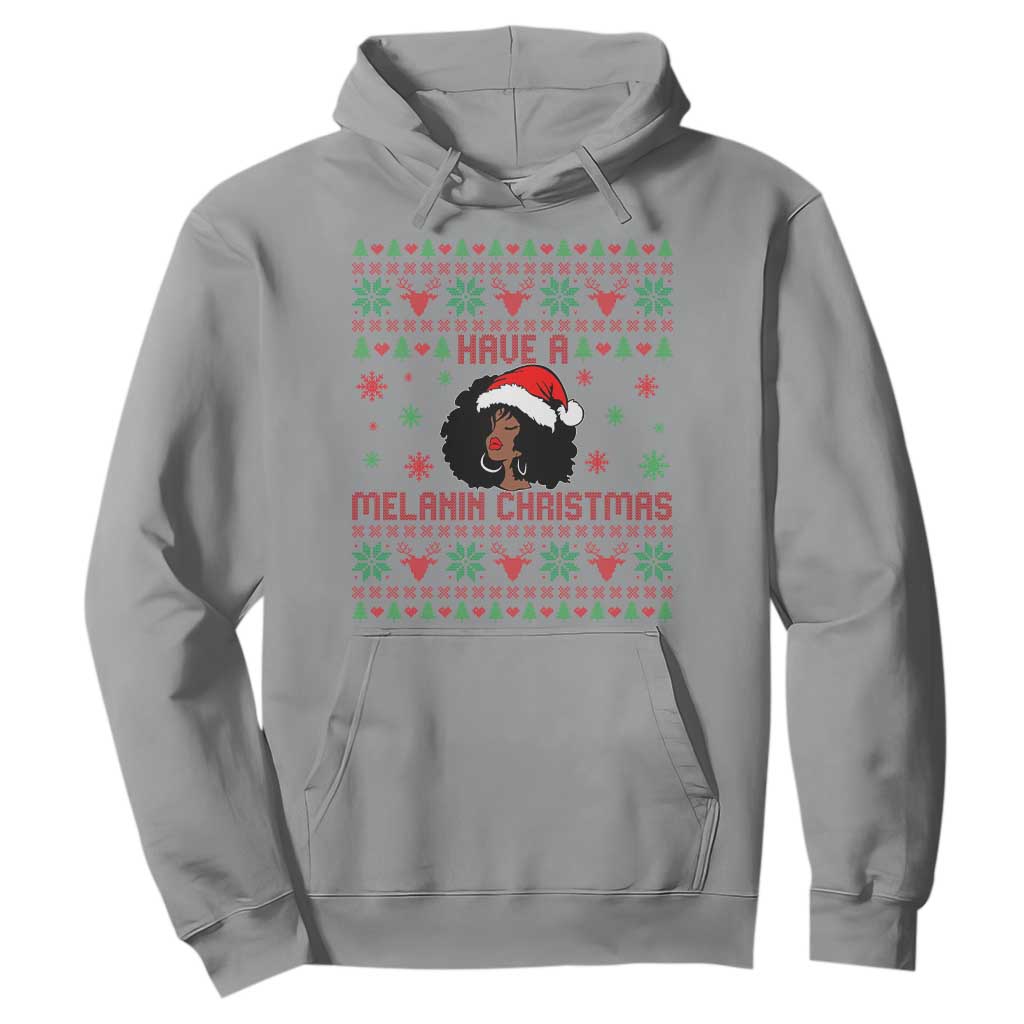 Have A Melanin Christmas Hoodie Cute Black Santa Girl Ugly Xmas TS12 Sport Gray Print Your Wear