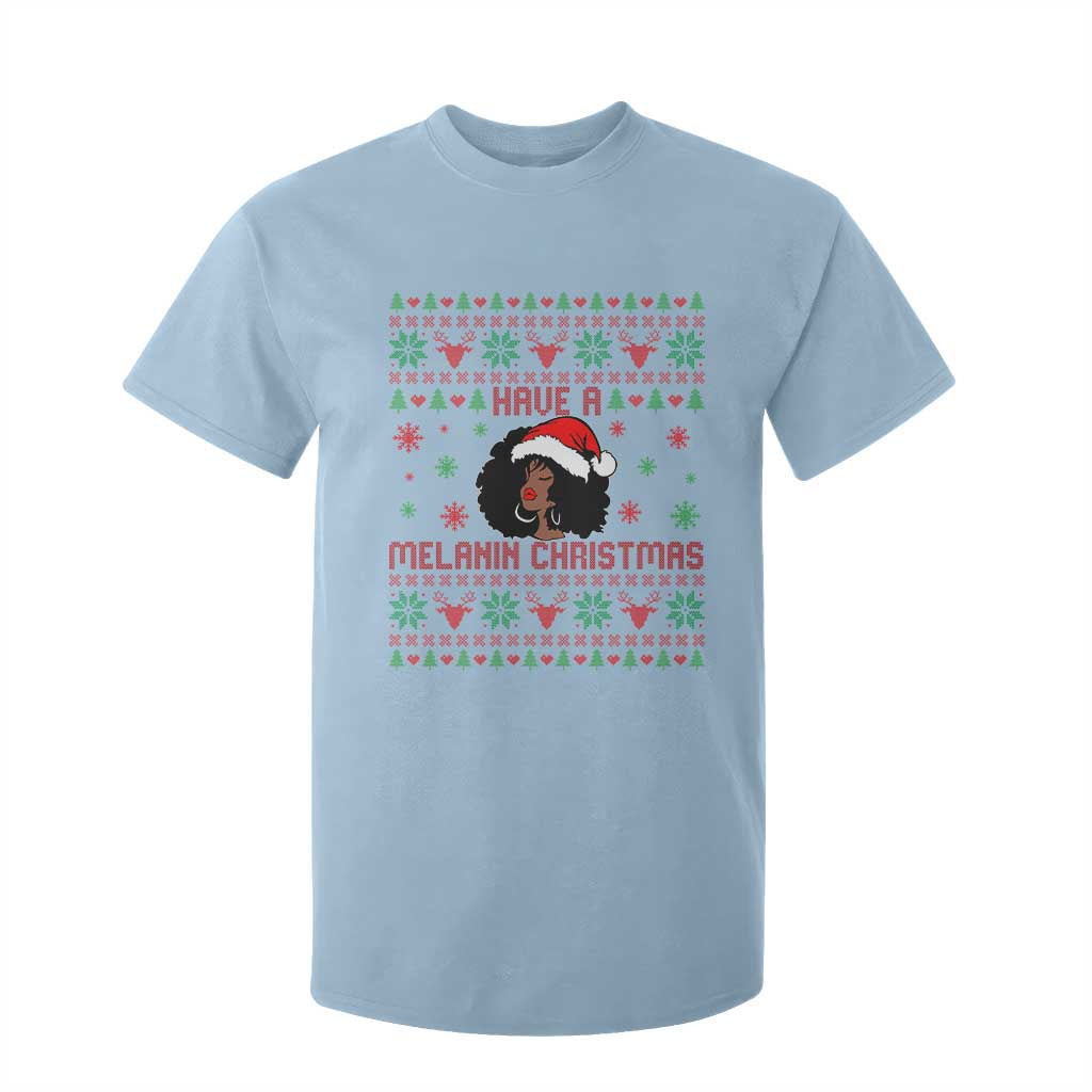 Have A Melanin Christmas T Shirt For Kid Cute Black Santa Girl Ugly Xmas TS12 Light Blue Print Your Wear