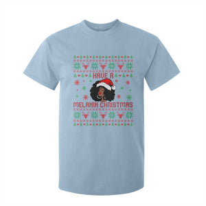 Have A Melanin Christmas T Shirt For Kid Cute Black Santa Girl Ugly Xmas TS12 Light Blue Print Your Wear