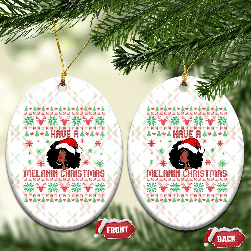 Have A Melanin Christmas Ceramic Ornament Cute Black Santa Girl Ugly Xmas TS12 Print Your Wear