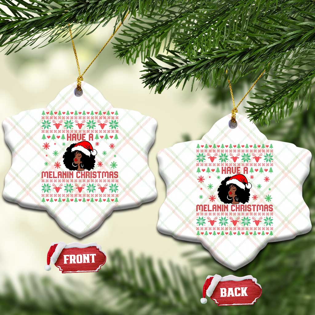 Have A Melanin Christmas Ceramic Ornament Cute Black Santa Girl Ugly Xmas TS12 Print Your Wear