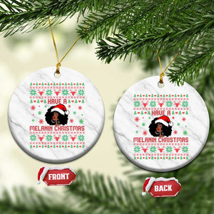 Have A Melanin Christmas Ceramic Ornament Cute Black Santa Girl Ugly Xmas TS12 1pc White Marble Print Your Wear