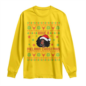 Have A Melanin Christmas Long Sleeve Shirt Cute Black Santa Girl Ugly Xmas TS12 Daisy Print Your Wear