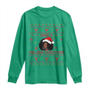 Have A Melanin Christmas Long Sleeve Shirt Cute Black Santa Girl Ugly Xmas TS12 Irish Green Print Your Wear