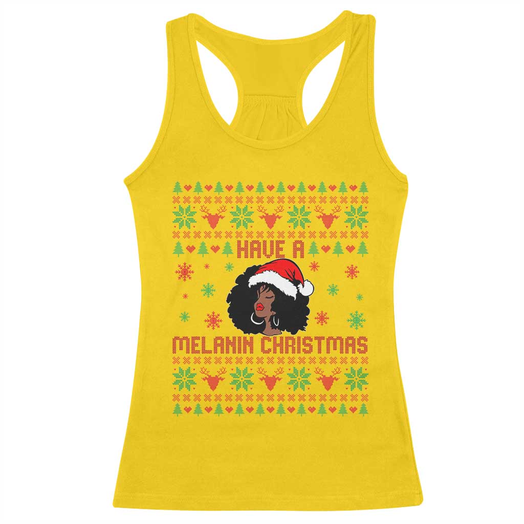 Have A Melanin Christmas Racerback Tank Top Cute Black Santa Girl Ugly Xmas TS12 Daisy Print Your Wear
