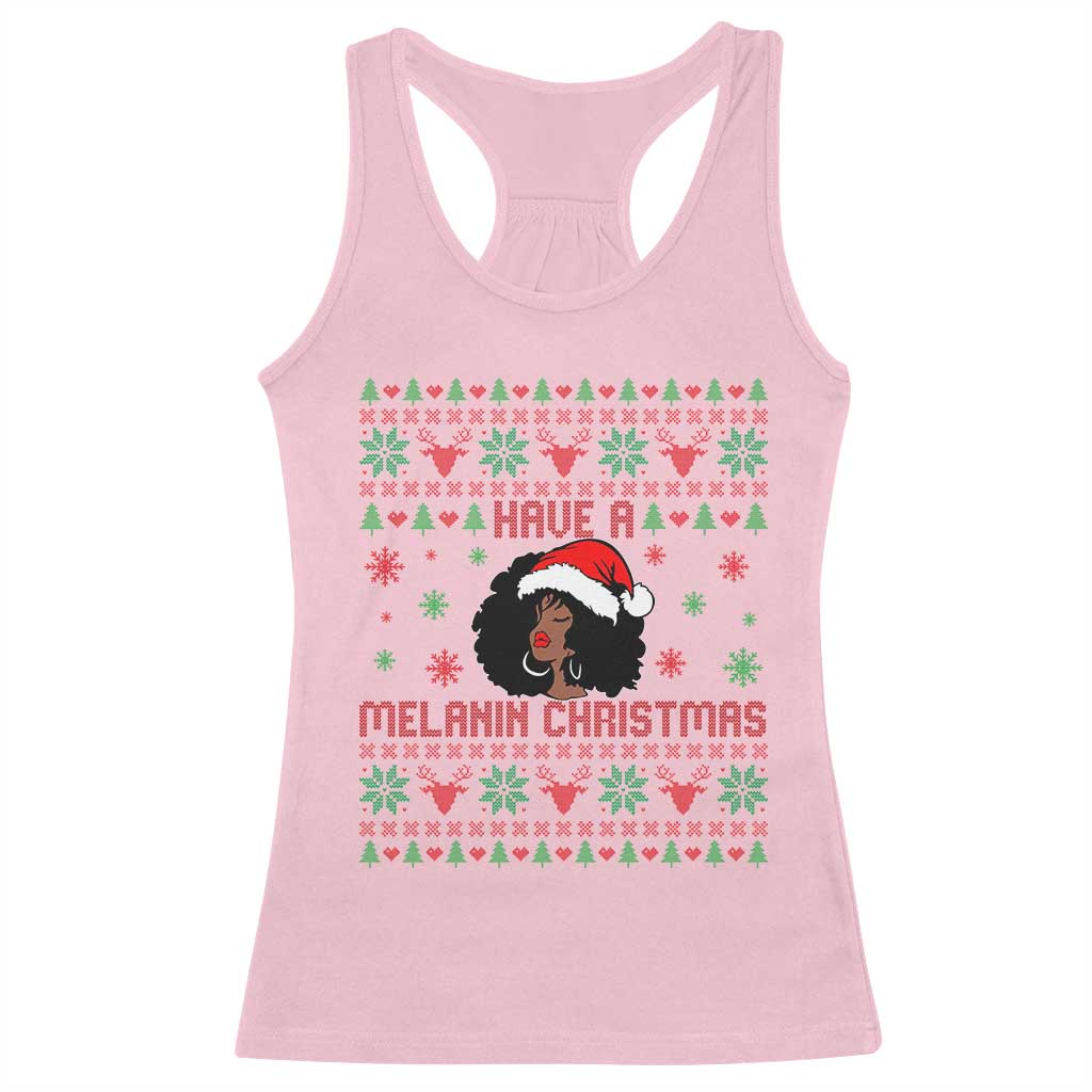 Have A Melanin Christmas Racerback Tank Top Cute Black Santa Girl Ugly Xmas TS12 Light Pink Print Your Wear