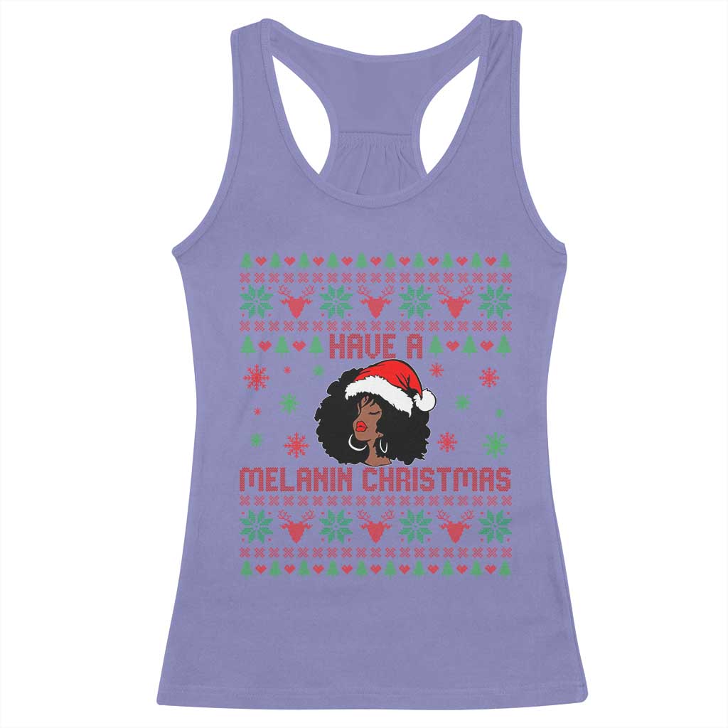 Have A Melanin Christmas Racerback Tank Top Cute Black Santa Girl Ugly Xmas TS12 Violet Print Your Wear