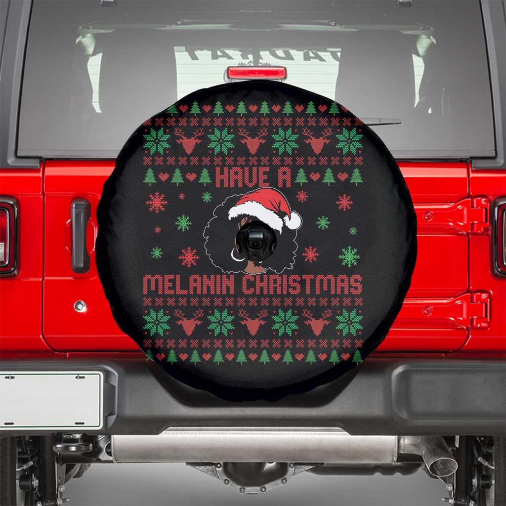 Have A Melanin Christmas Spare Tire Cover Cute Black Santa Girl Ugly Xmas TS12 Black Print Your Wear