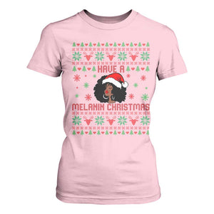 Have A Melanin Christmas T Shirt For Women Cute Black Santa Girl Ugly Xmas TS12 Light Pink Print Your Wear