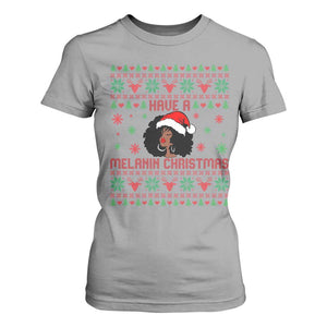 Have A Melanin Christmas T Shirt For Women Cute Black Santa Girl Ugly Xmas TS12 Sport Gray Print Your Wear