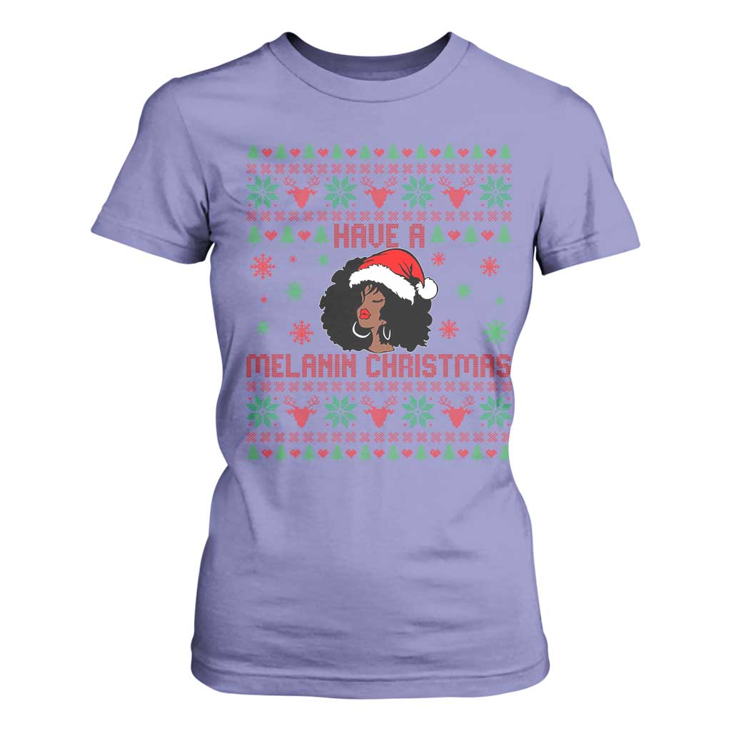 Have A Melanin Christmas T Shirt For Women Cute Black Santa Girl Ugly Xmas TS12 Violet Print Your Wear