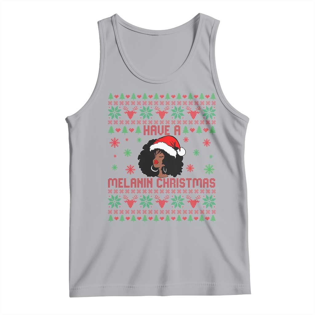 Have A Melanin Christmas Tank Top Cute Black Santa Girl Ugly Xmas TS12 Athletic Heather Print Your Wear
