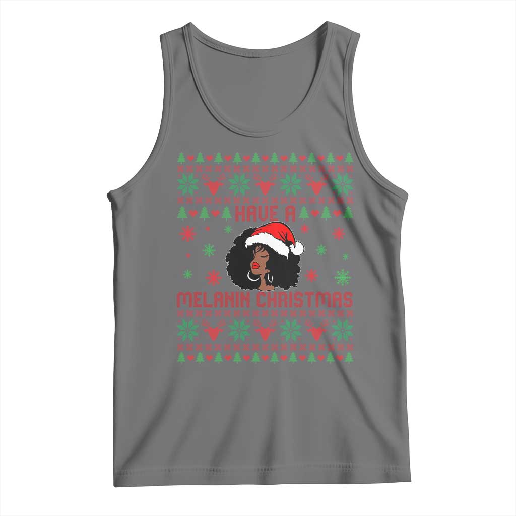 Have A Melanin Christmas Tank Top Cute Black Santa Girl Ugly Xmas TS12 Black Heather Print Your Wear