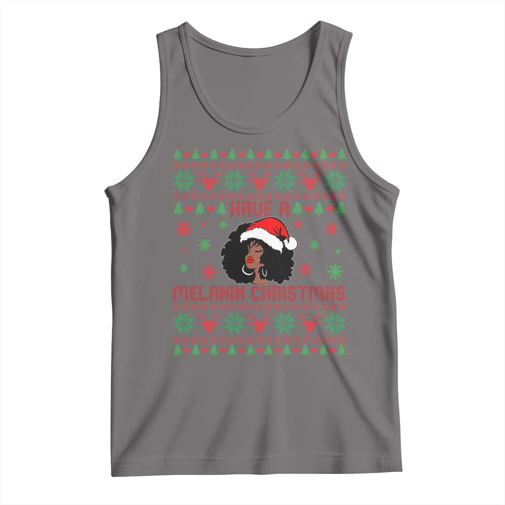 Have A Melanin Christmas Tank Top Cute Black Santa Girl Ugly Xmas TS12 Deep Heather Print Your Wear