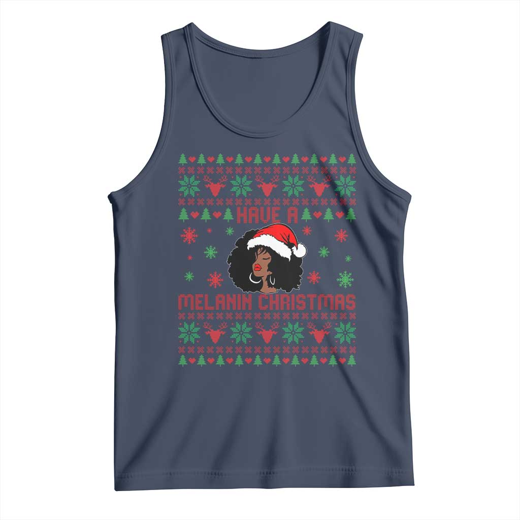 Have A Melanin Christmas Tank Top Cute Black Santa Girl Ugly Xmas TS12 Navy Print Your Wear