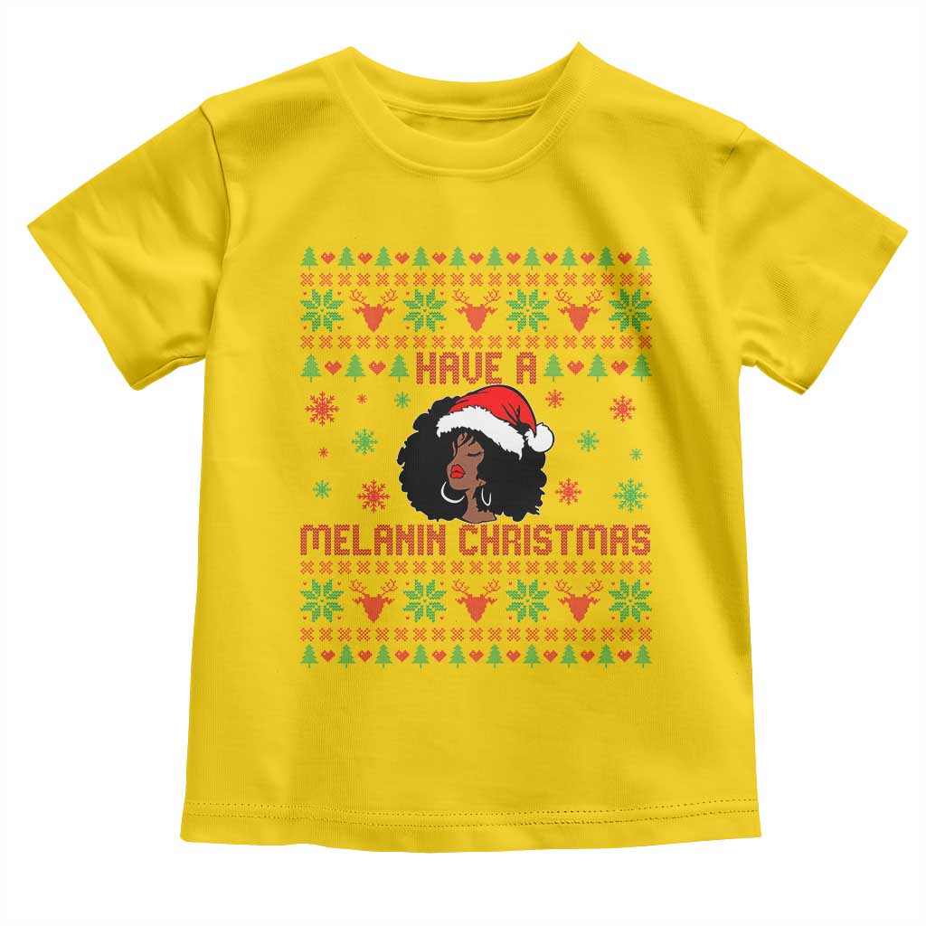 Have A Melanin Christmas Toddler T Shirt Cute Black Santa Girl Ugly Xmas TS12 Daisy Print Your Wear