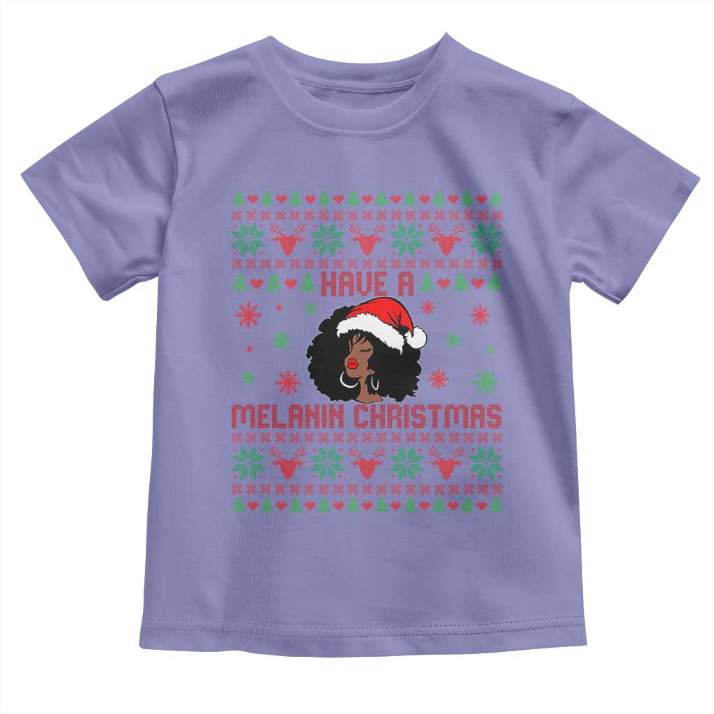 Have A Melanin Christmas Toddler T Shirt Cute Black Santa Girl Ugly Xmas TS12 Violet Print Your Wear