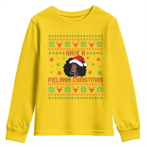 Have A Melanin Christmas Youth Sweatshirt Cute Black Santa Girl Ugly Xmas TS12 Daisy Print Your Wear