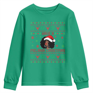 Have A Melanin Christmas Youth Sweatshirt Cute Black Santa Girl Ugly Xmas TS12 Irish Green Print Your Wear
