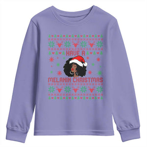 Have A Melanin Christmas Youth Sweatshirt Cute Black Santa Girl Ugly Xmas TS12 Violet Print Your Wear